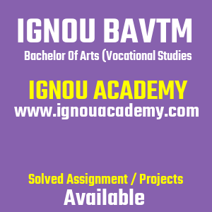 IGNOU BAVTM SOLVED ASSIGNMENT 2025 2026